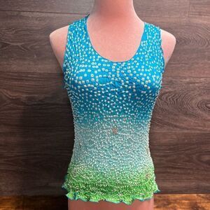 Chaudry KC Blue and Green Sequin Stretch Tank Top, Green/Blue. Size Medium. NWT!